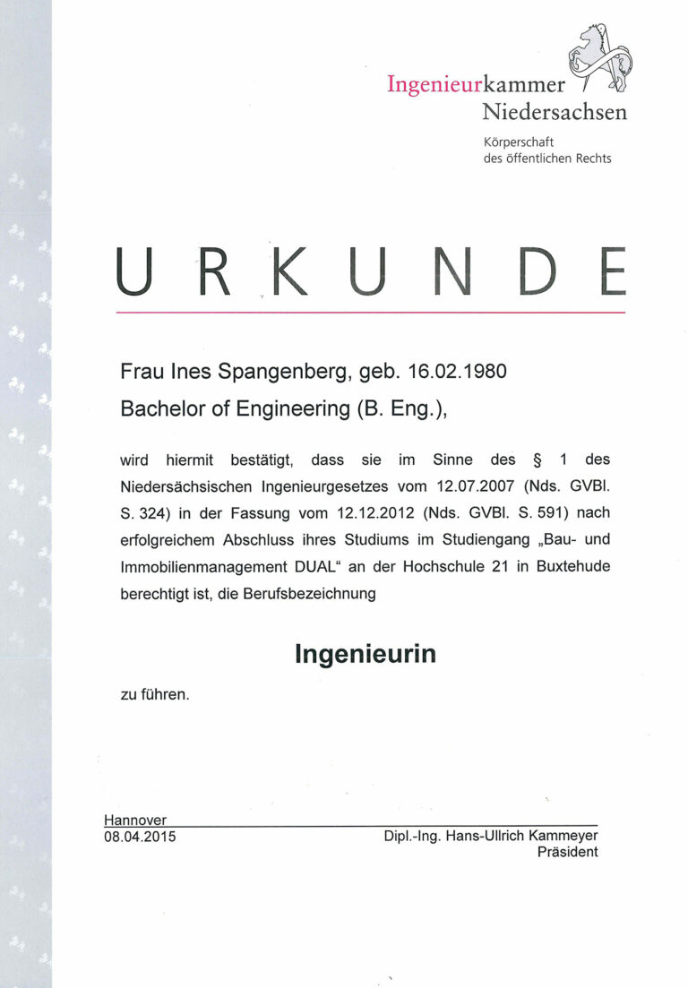 Ingenieurkammer-NDS_Urkunde-Bachelor-Ingenieurin_08.04.2015