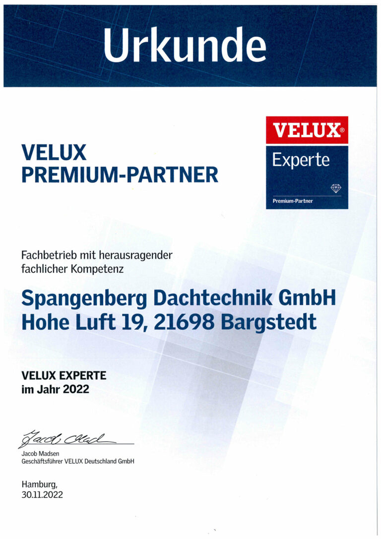 Urkunde_Velux-Premiumpartner